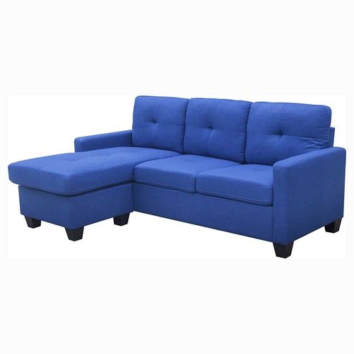 كادلر أريكة زاوية قماشية قابلة للعكس بـ 3 مقاعد - أزرق - مع ضمان لمدة عامين